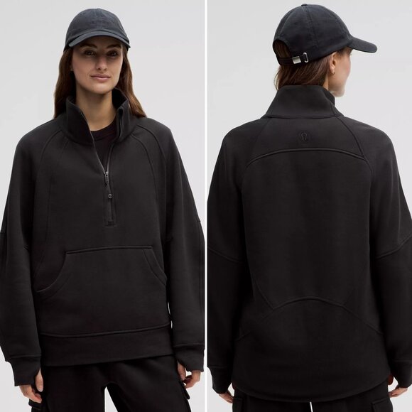 Lululemon Scuba Oversized Funnel-Neck Half Zip Long Sweatshirt size XS / S Black - Picture 4 of 7